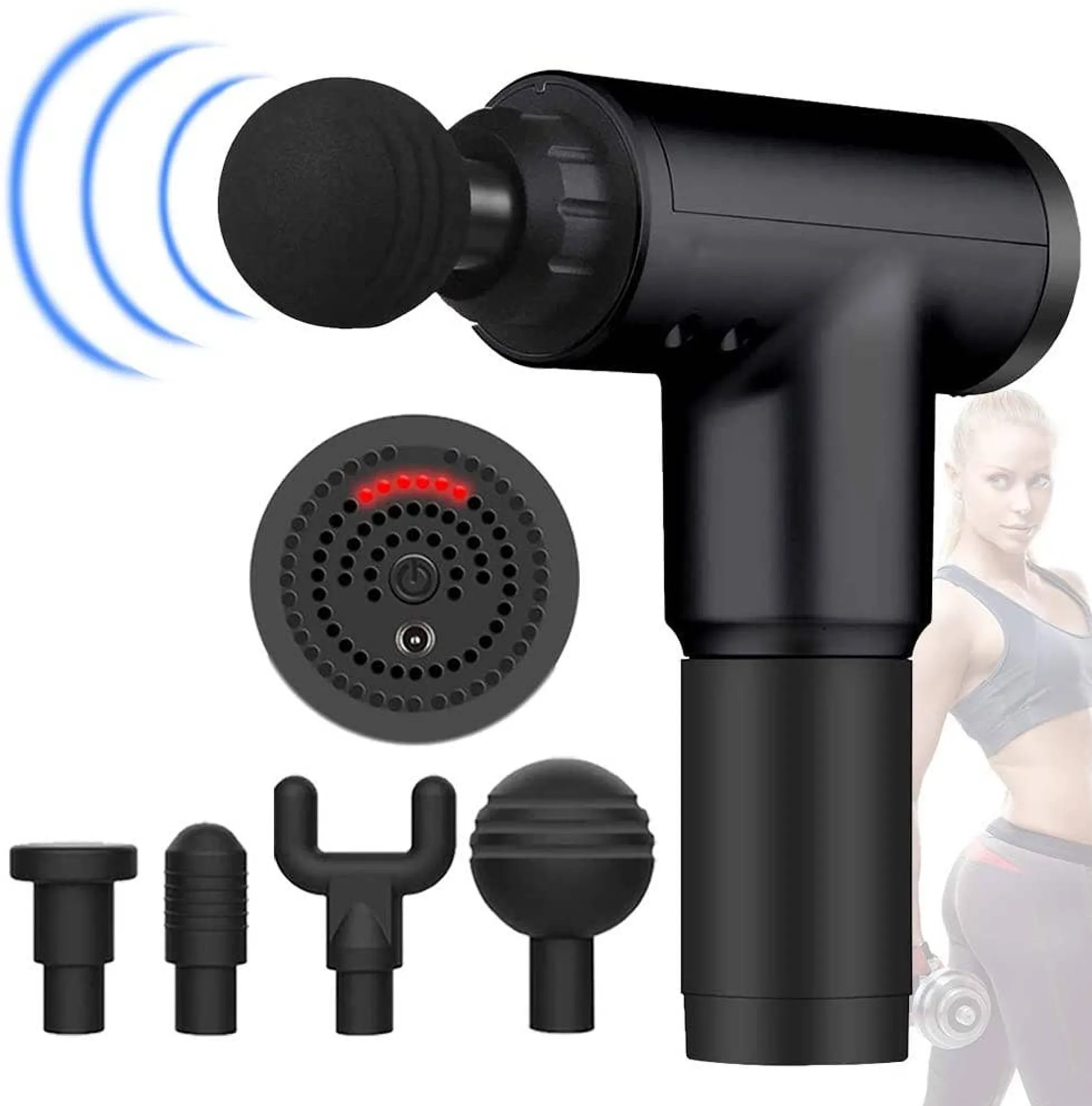 Deep-Tissue Massage Gun with 4 Heads