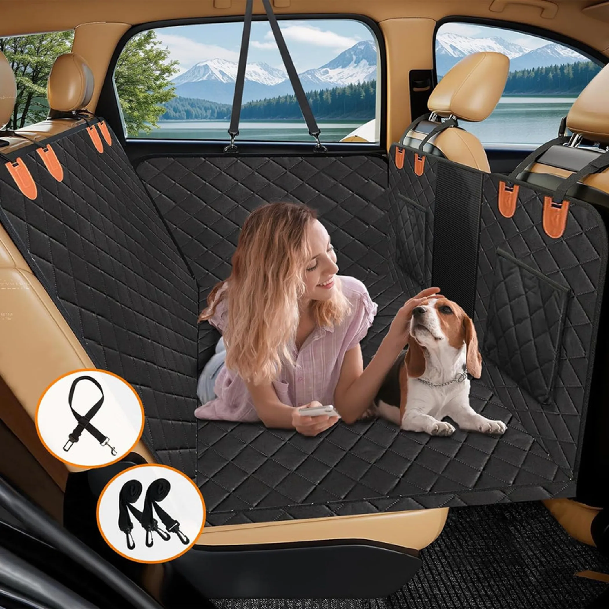 LFC PETS Water-resistant Back Seat Extender for Dog Car Seat Cover